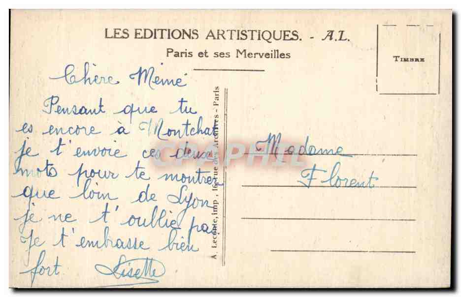 CPA Paris Panorama pris du Chatelet vers la Seine le theatre Sarah Bernhardt et la tour St Jacques — Verso