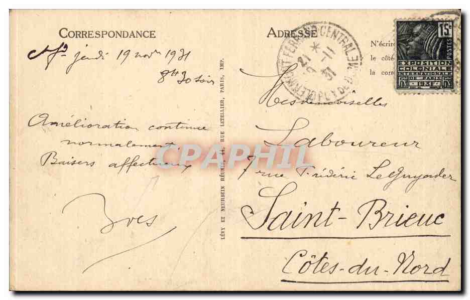 CPA Clermont Ferrand Vue generale prise des quatre routes — Verso