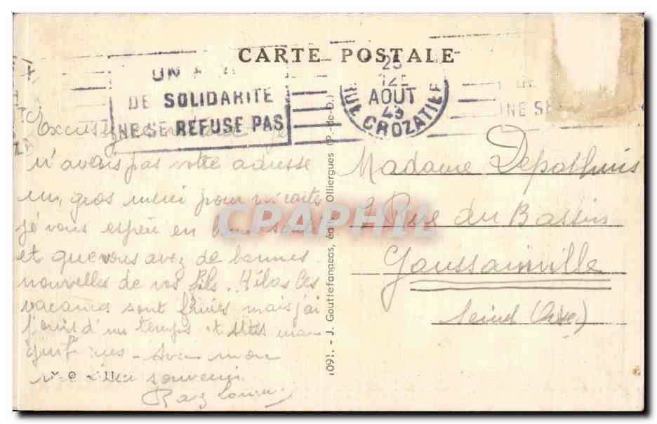 Montferrand — Place de Jaude — éditeur J. Gouffé, n° 091 — Reverso