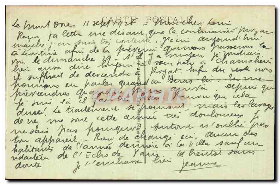 CPA Environs du Mont Dore Roche Malviale Roche Tulliere et roche Sanadoise — Verso