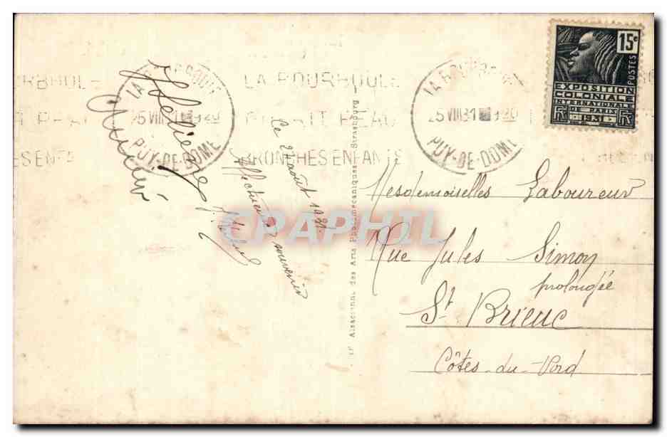 CPA La Bourboule Vue generale Banne d'Ordenche Le Tenon — Rückseite