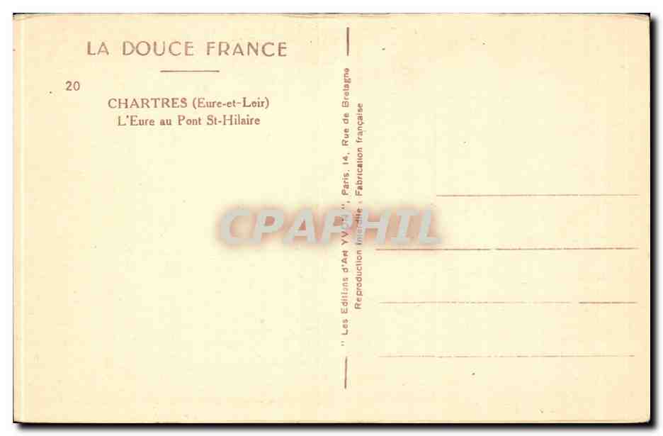 Chartres CPA L'Eure au pont St Hilaire — Rückseite