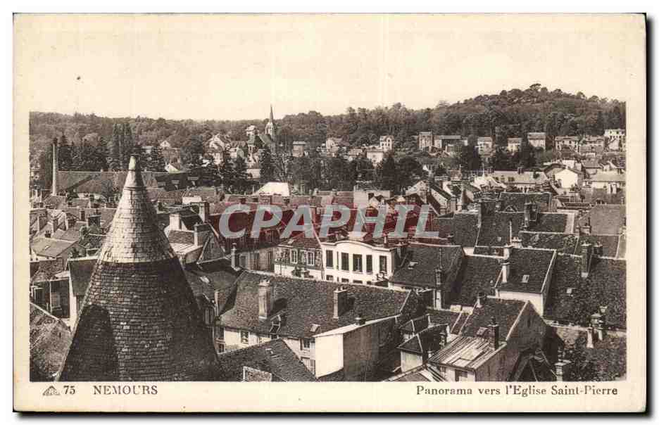 CPA Nemours Panorama vers l'eglise Saint Pierre