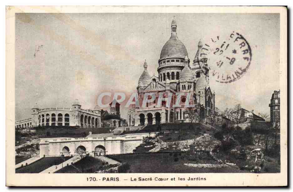 CPA Paris Le SAcre Coeur et les jardins Montmartre