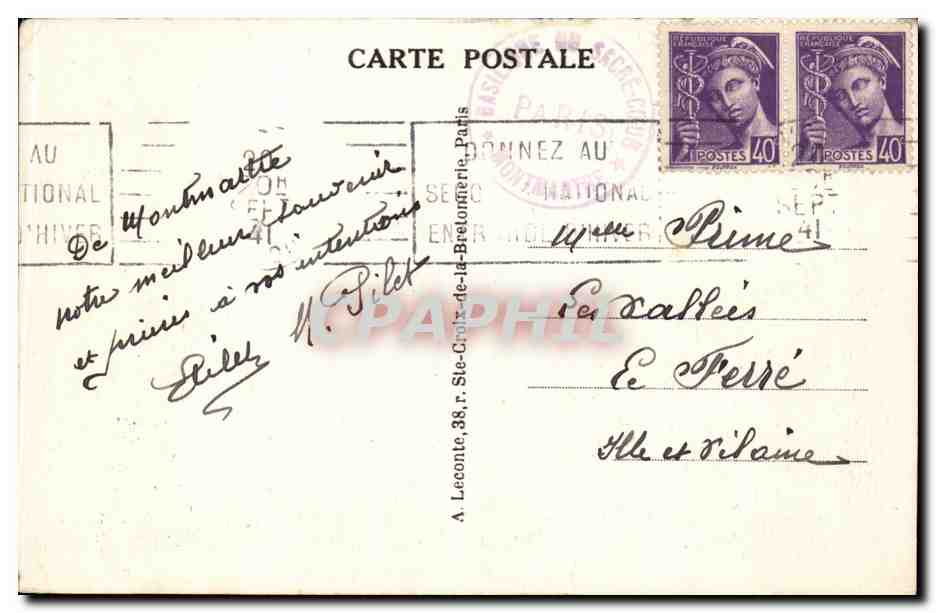 CPA Paris Le SAcre Coeur et les jardins Montmartre — Rückseite