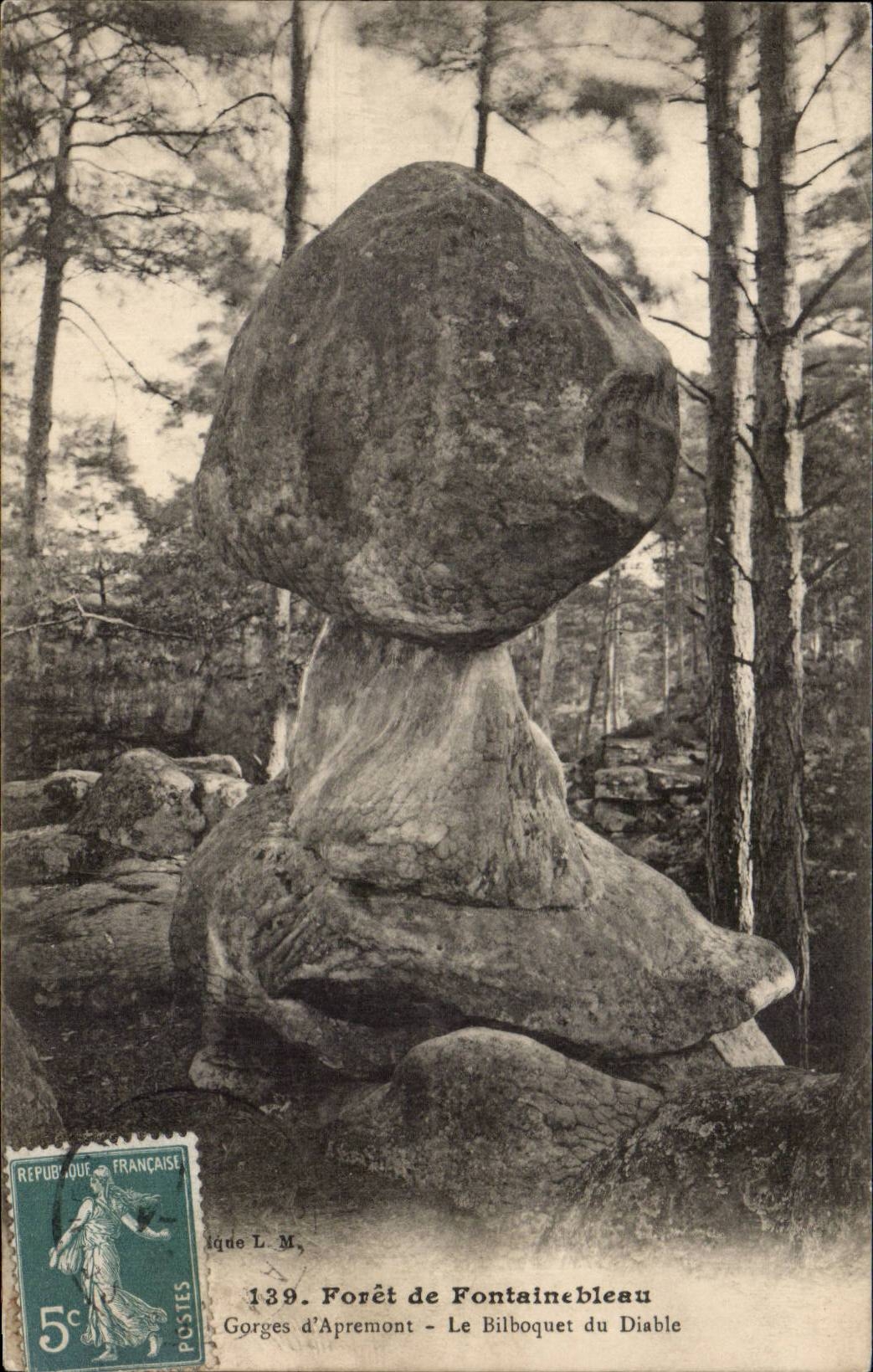 Gorges d'Apremont - Der Teufelsbilboquet — Forêt de Fontainebleau — Photomechanische Druckerei L. Ménaud