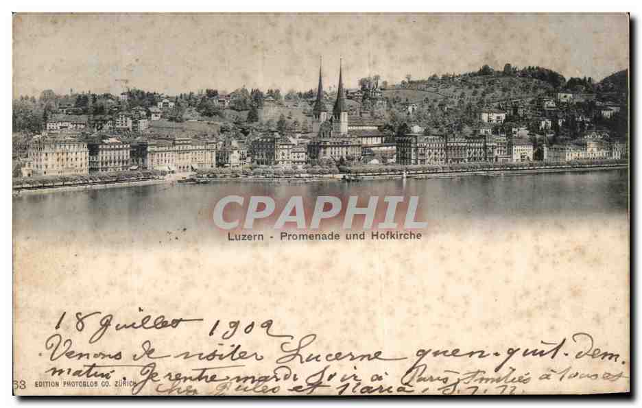 CPA Suisse Luzern Promenade und Hofkirche