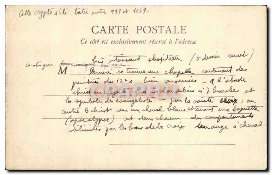 CPA Auxerre Crypte de la cathedrale — Rückseite