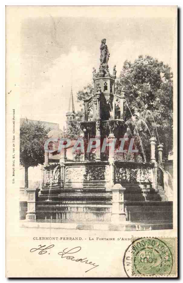 Clermont-Ferrand — La Fontaine d'Anbo — Lib. Bongio, 24, rue de l'Église, Clermont-Ferrand