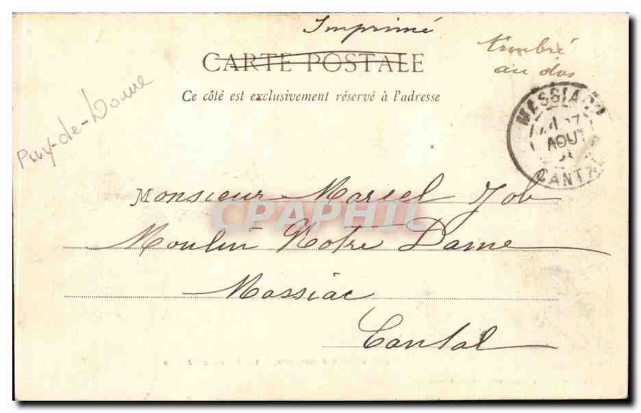 CPA Clermont Ferrand La place de Jaude — Rückseite