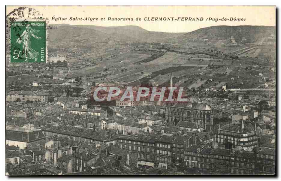 CPA Clermont Ferrand Eglise Saint Alyre et panorama 