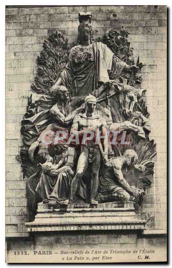 CPA Paris Bas reliefs de l'arc de triomphe de l'etoile La Paix par Etex