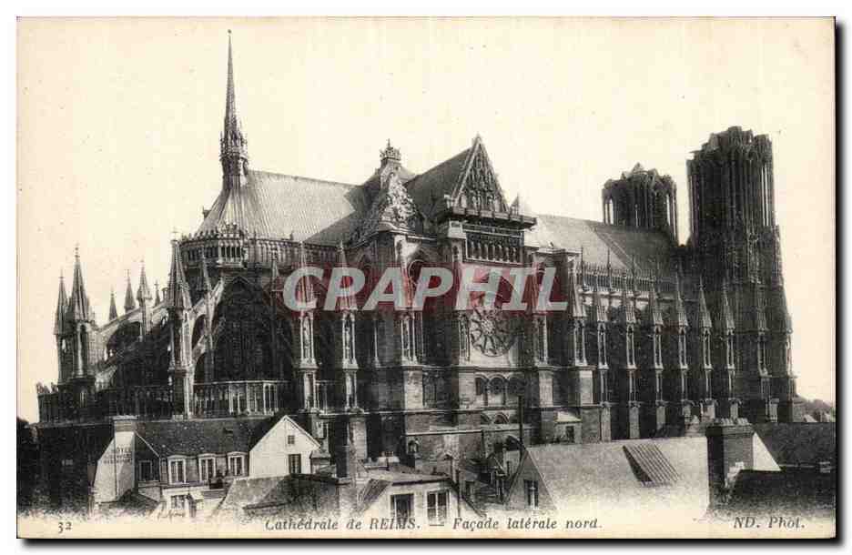 CPA Cathedrale de Reims Facade laterale Nord