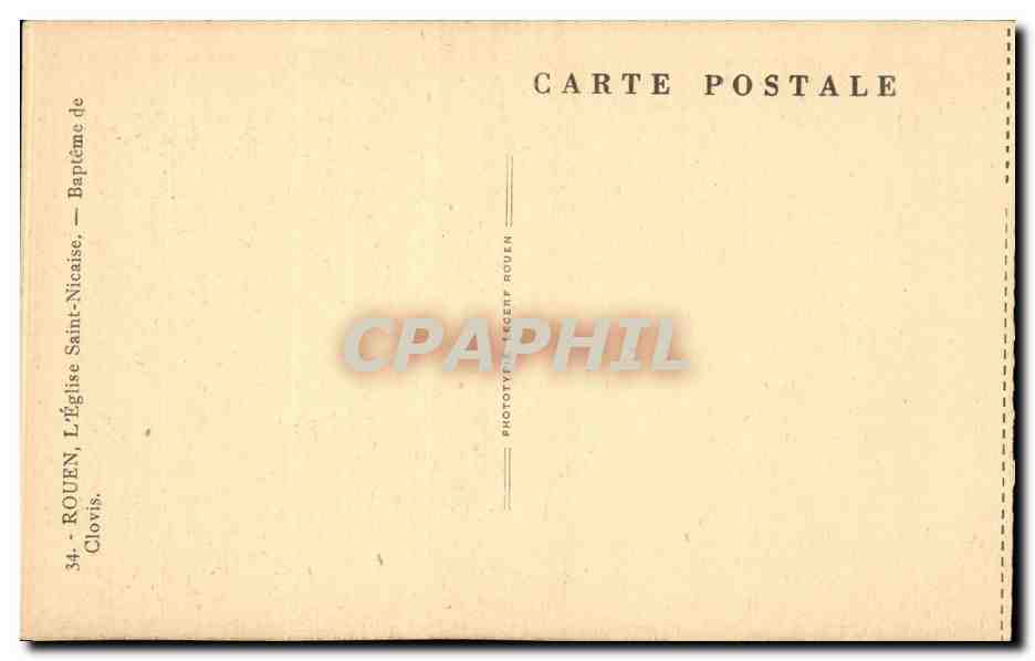 CPA Rouen L'eglise Saint Nicaise Bapteme de Clovis — Rückseite
