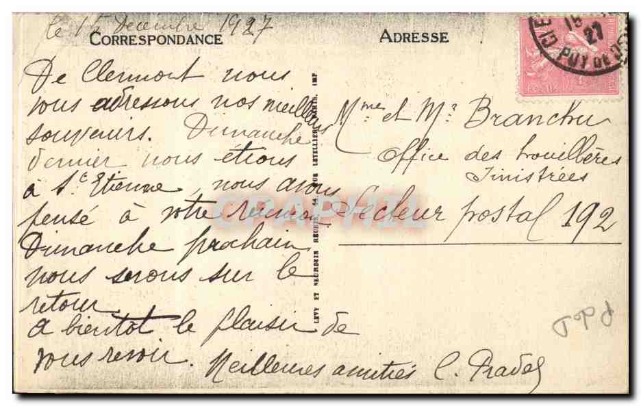 Clérmont-Ferrand — Boulevard Desaix, le Théâtre et le Puy-de-Dôme — LL — Rückseite