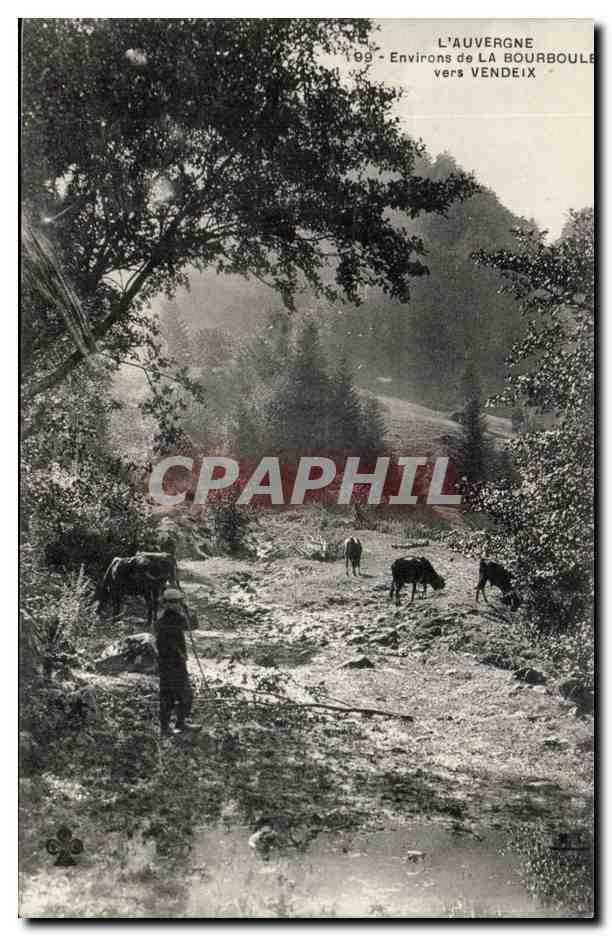 CPA La Bourboule Vers Vendeix Berger et ses vaches