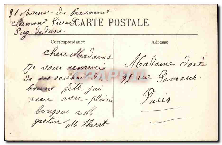 Environ de La Bourboule — La Bane Dordanche (Alt. 1515 m.) — LL — Reverso