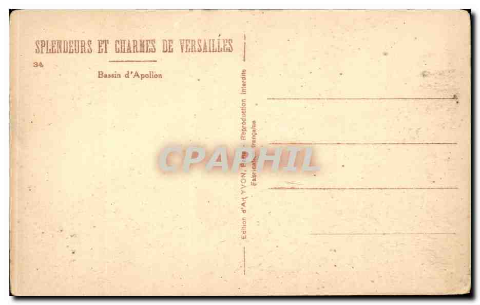 CPA Versailles Bassin d'Apollon — Verso