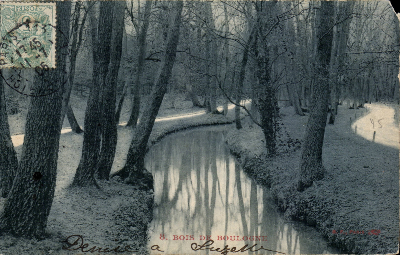 Boulogne-Wald — winterlandschaft mit Teich — Verlag Denice, Nr. 8