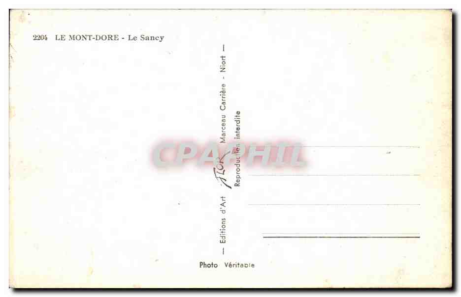 CPA Le Mont Dore Le Sancy — Verso