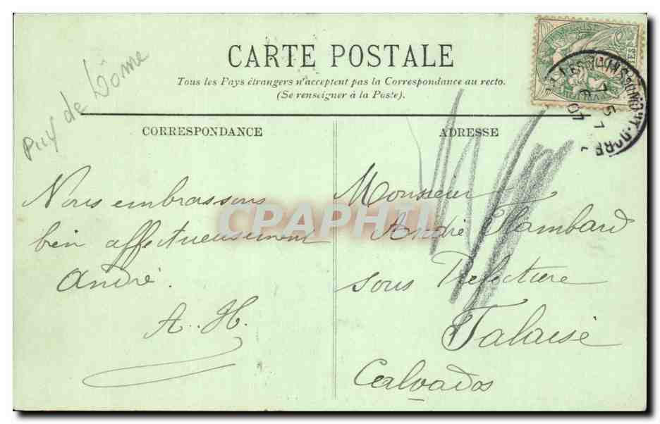 CPA Le Mont Dore La place Michel Bertrand — Verso
