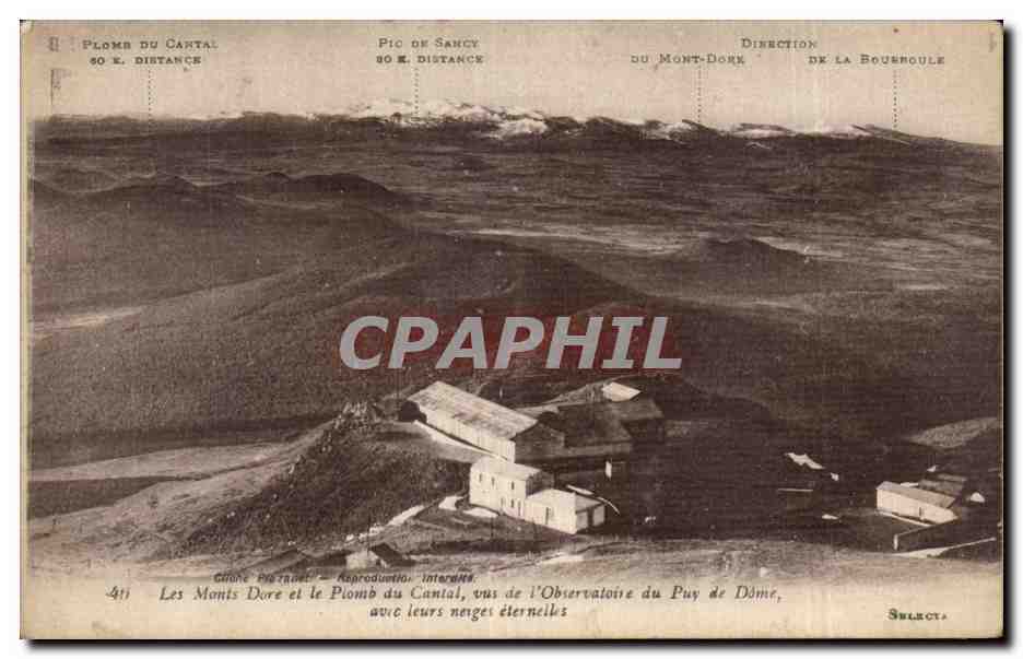 CPA Les Monts Dore et le plomb du cantal vus de l'observatoire du Puy de Dome avec leurs neiges eternelles