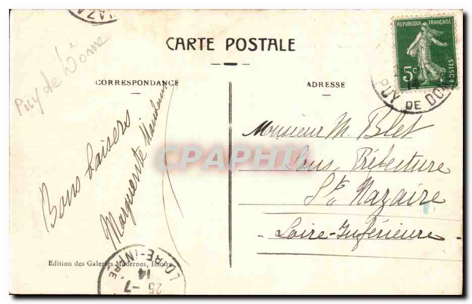 Le CENTRE de l'Auvergne — Station Thermale des Albuminuriques, Établissement des Bains de Saint-Nectaire — Édition des Galeries Modernes, Issoire — Rückseite