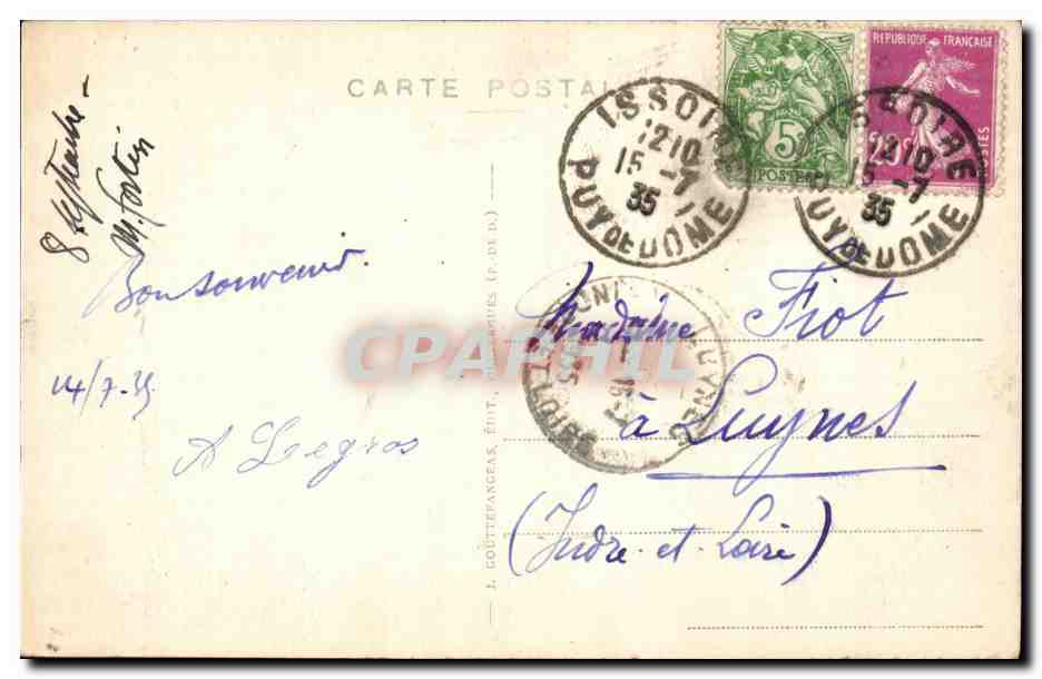 CPA Saint Nectaire le casino La vallee et St Nectaire le haut — Rückseite