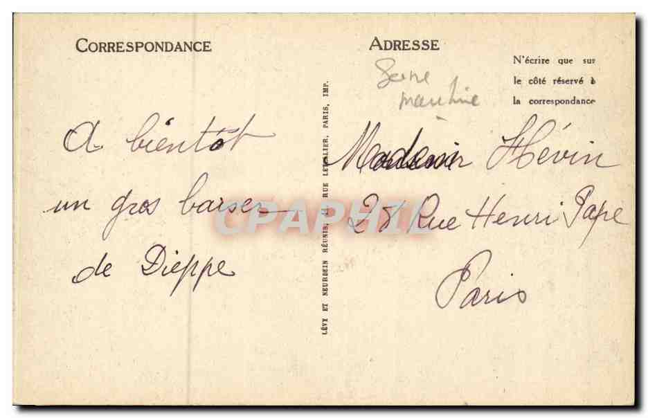 Dieppe - Le Casino et la Plage CPA  — Rückseite