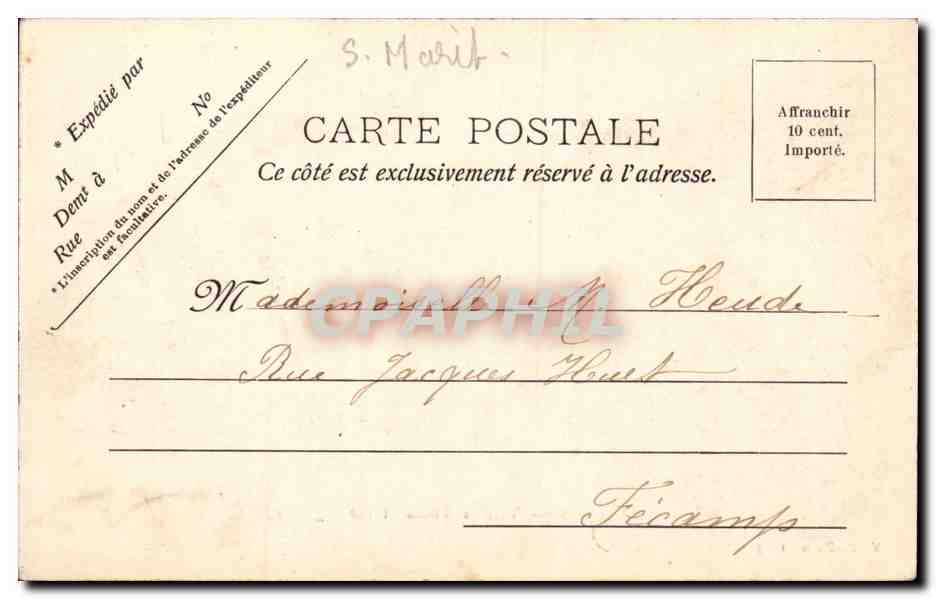 Dieppe - Vieilles Tours - Rue Aguado CPA  — Verso