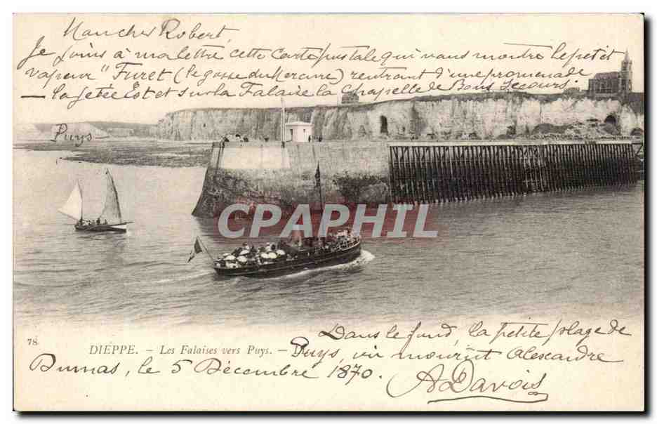 Dieppe - Les Falaises vers Puys CPA 