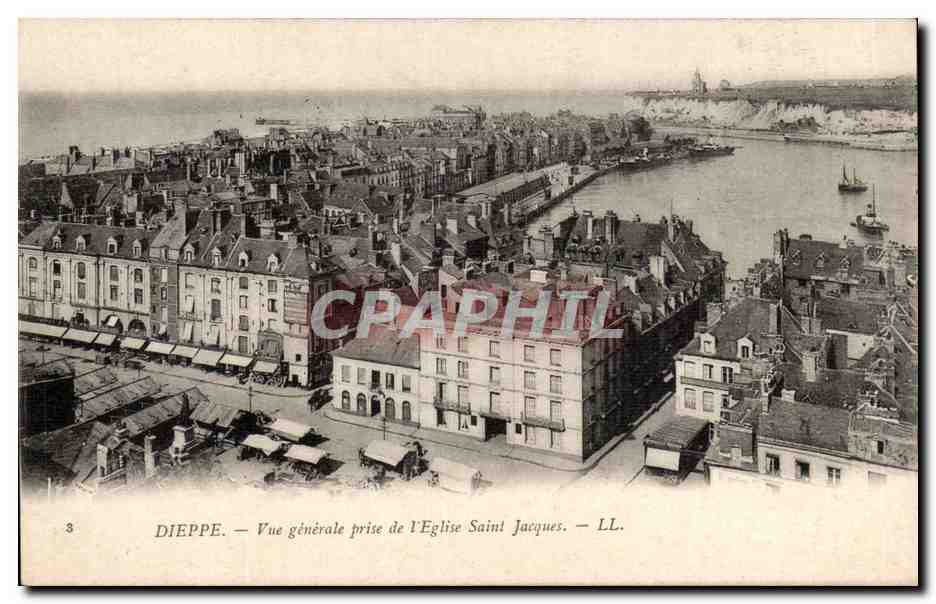 Dieppe - Vue Generale prise de l'Eglise Saint Jacques CPA 