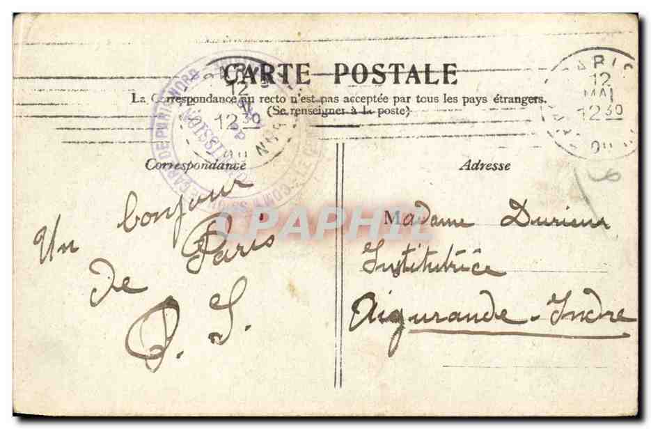 Paris - 1 - L'Arc de Triomphe du Carrousel - CPA  — Rückseite
