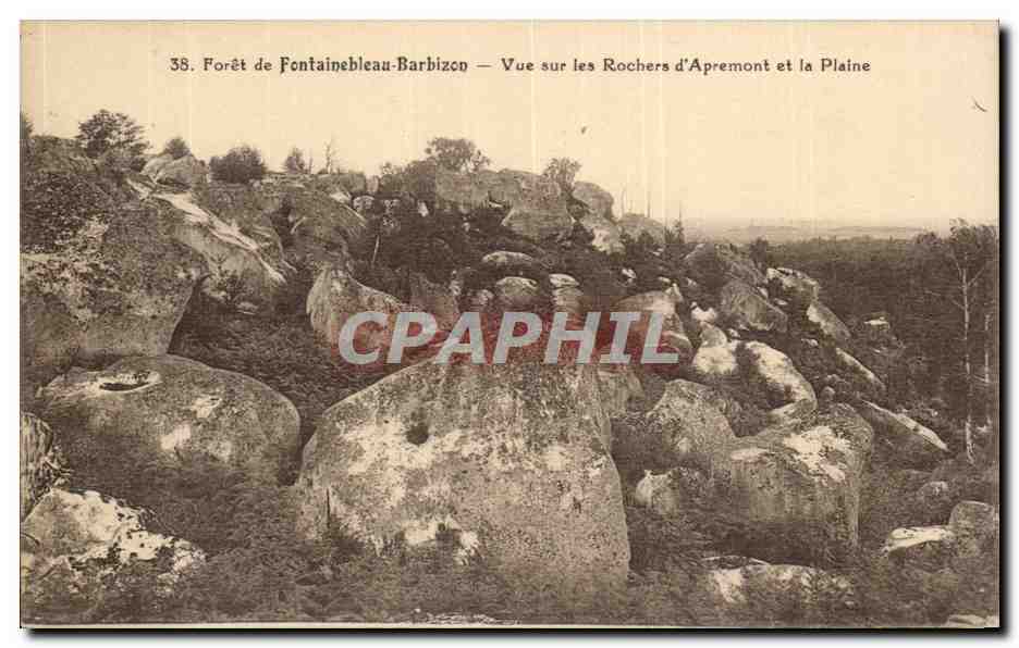 Foresta di Fontainebleau-Barbizon — Vista sui Rocci di Apremont e sulla Pianura — Editore F. David, Versailles