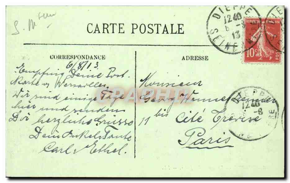 CPA Dieppe La sortie des jetees — Verso