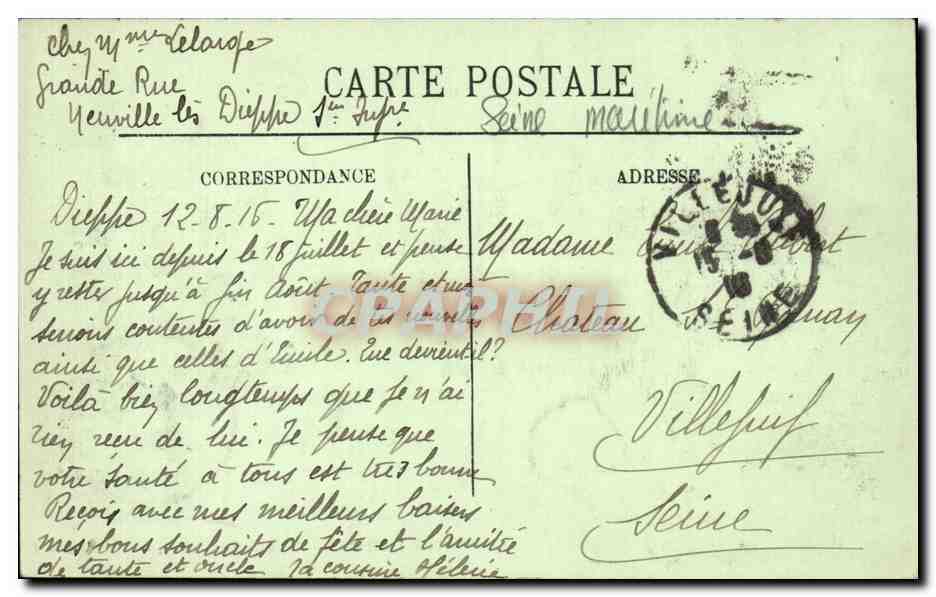 CPA Dieppe Boulevard Maritime Rotonde — Rückseite