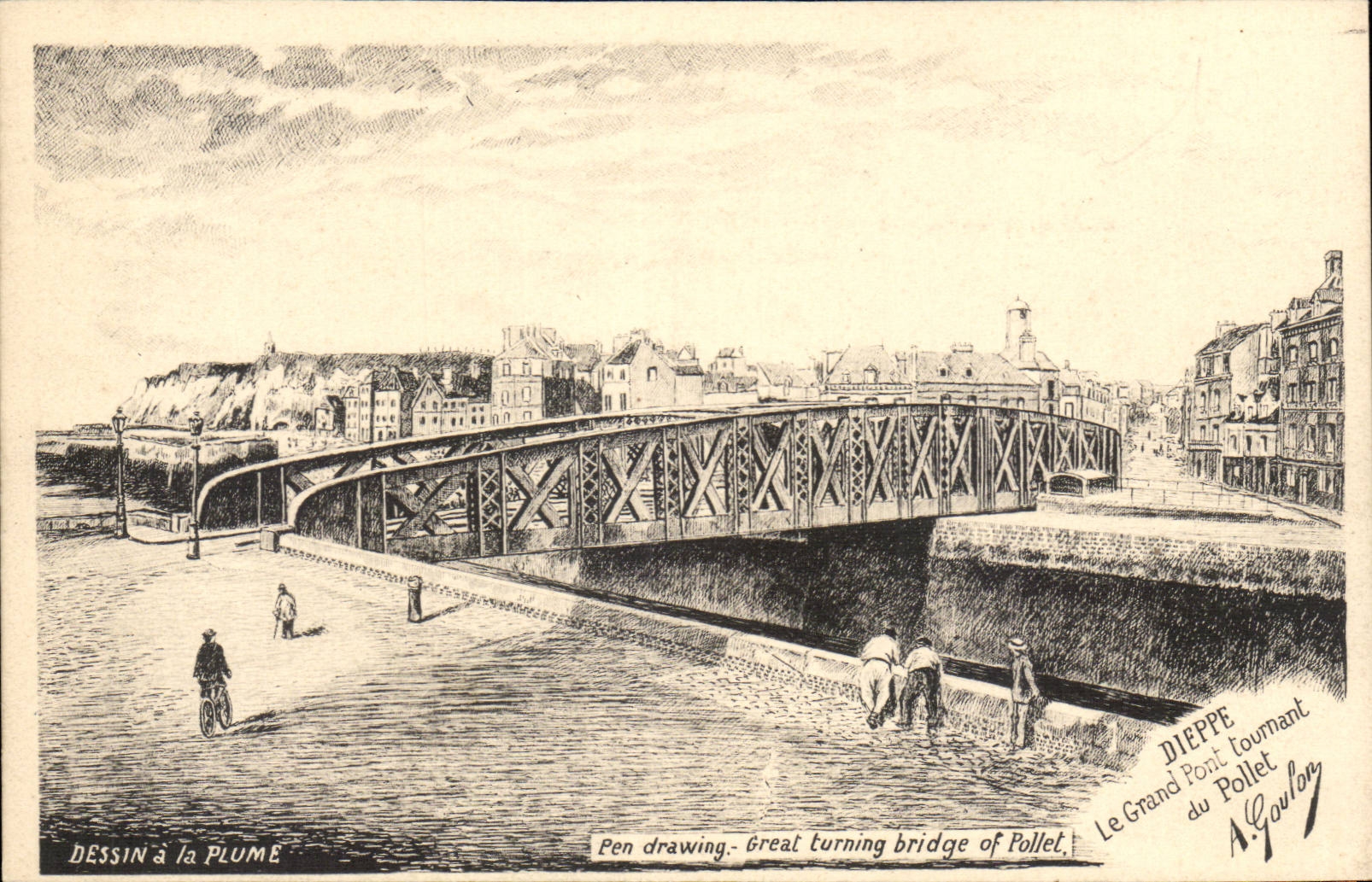 CPA Dieppe Le grand pont tournant du Pollet