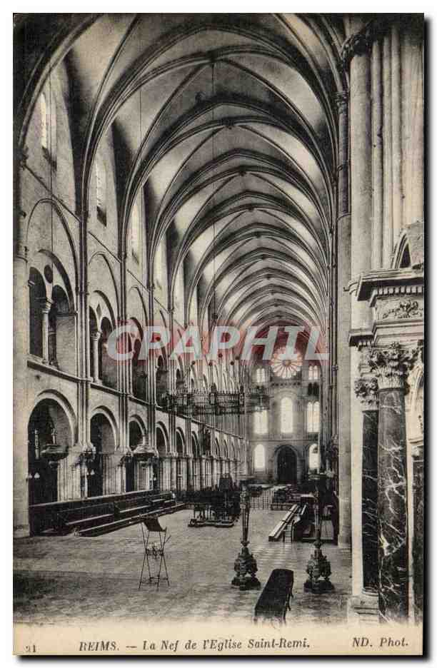 CPA Reims La nef de l'eglise Saint Remi