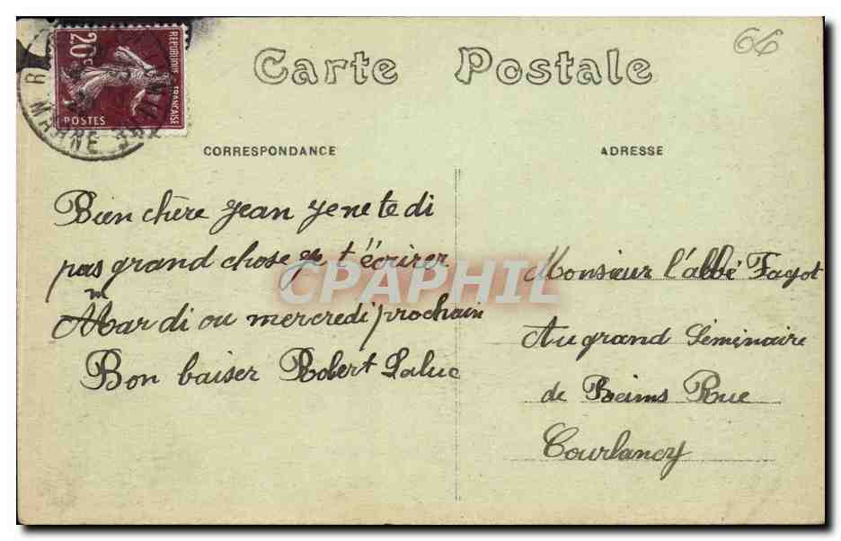 Reims — École Saint-Joseph — Cour d'honneur et Chapelle — De Paché & M. Battin éditeurs, Levallois-Paris — Verso