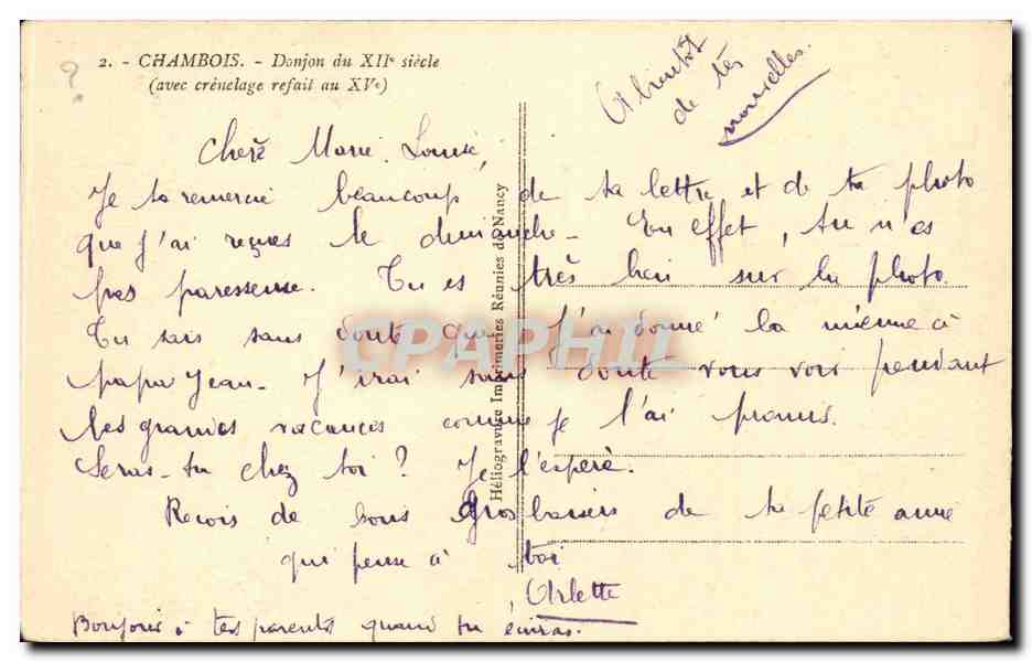 CPA Chambois Donjon du 12eme avec crenelage refait au 15eme — Verso