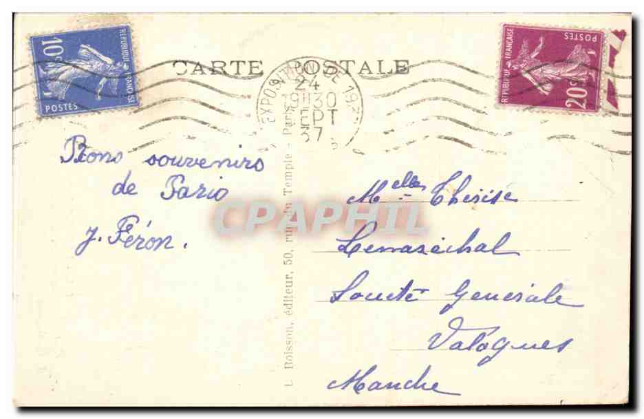 CPA Paris Montmartre Aux pieds du Sacre Coeur  — Rückseite