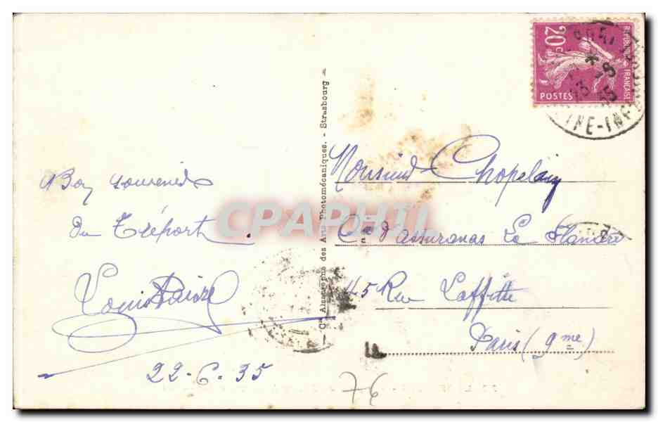 CPA Le Treport Vue prise du square Alexandre Papin — Rückseite