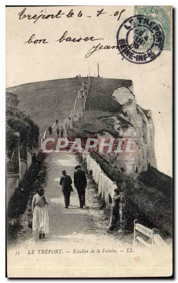CPA Le Treport Escalier de la Falaise