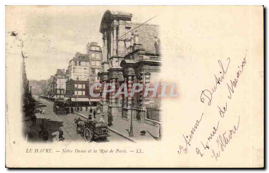 CPA Le Havre Notre Dame et la rue de Paris