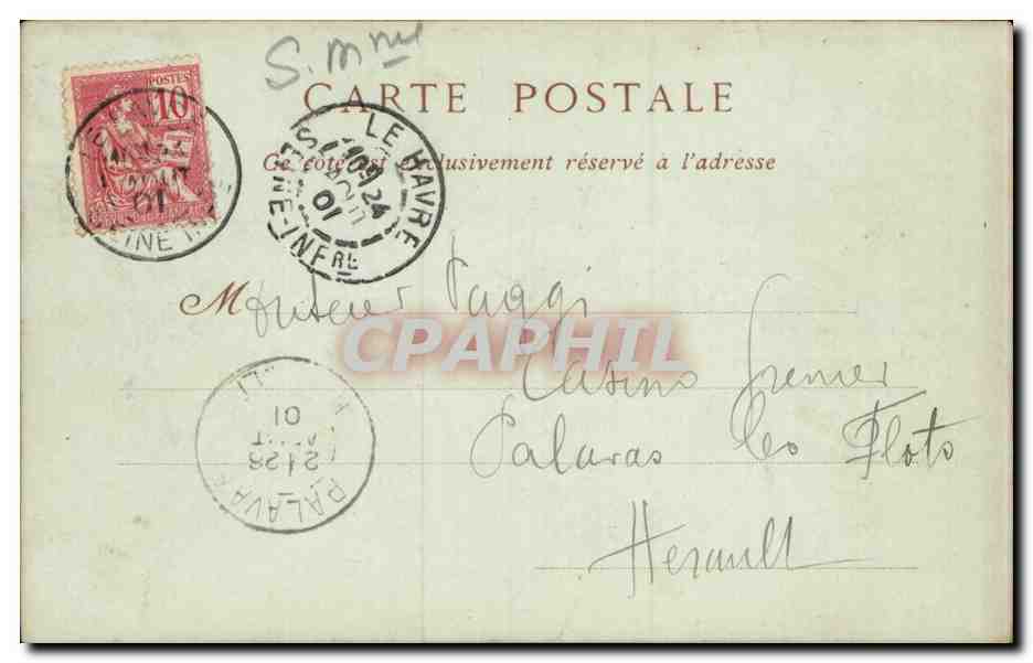 CPA Le Havre L'hotel de ville — Rückseite