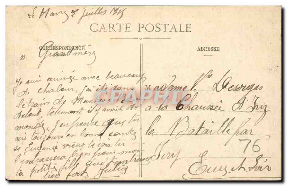 CPA Nice Havrais Avenue Desire Dehors — Rückseite