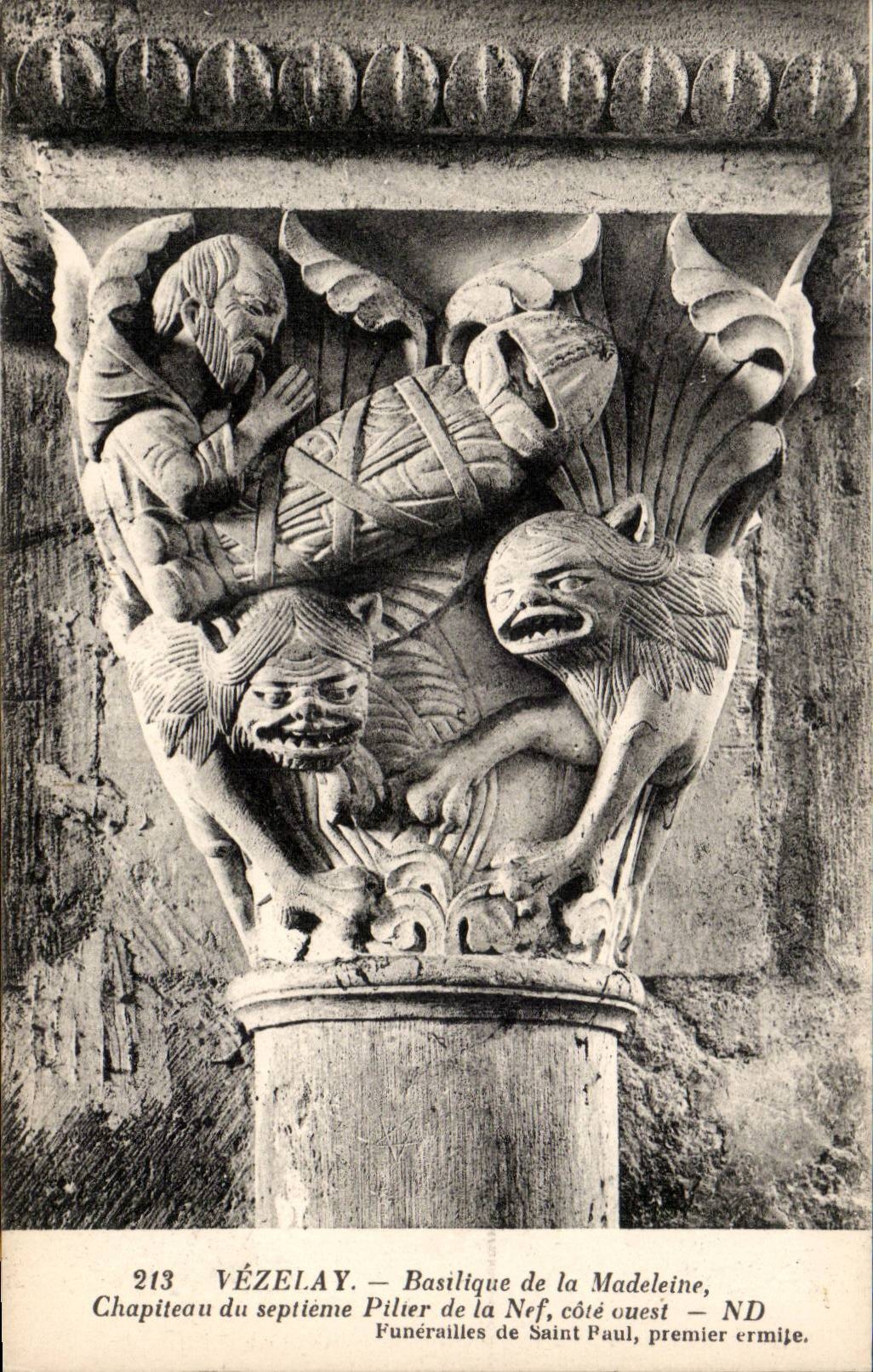 VÉZELAY — Basílica de Santa Magdalena, Capitel del séptimo pilar de la nave, lado oeste — ND