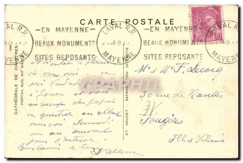 CPA Chartres La cathedrale Portail sud — Verso