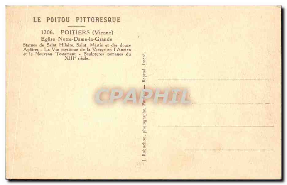 Poitiers — Église Notre-Dame-la-Grande — J. Robuchon, photographie, Poitiers — Rückseite
