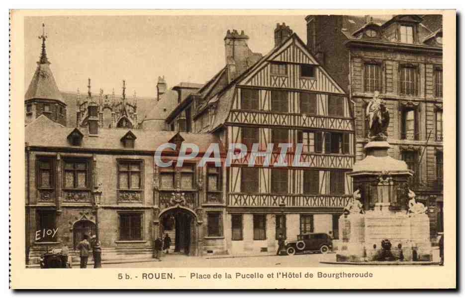 CPA Rouen Place de la pucelle et hotel de Bourgtheroude